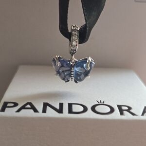 Pandora Blue Murano Glass Butterfly Dangle Charm